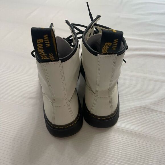 Doc Martens Zavala White Leather Lace Up Combat Boots Women’s Size 8 Men’s Sz 7 - Picture 4 of 9